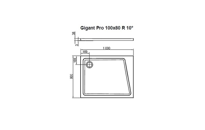 Душевой поддон правый GIGANT PRO 100×80 R 10°, RAVAK - Зображення 1860372-6d07a.jpg