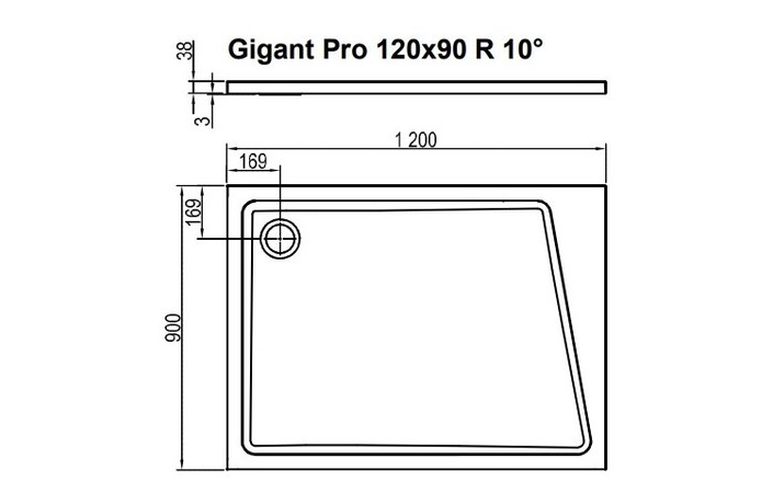 Душовий піддон правий GIGANT PRO 120×90 R 10°, RAVAK - Зображення 1860374-bbcde.jpg
