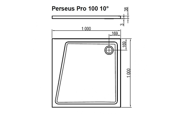 Душевой поддон PERSEUS PRO-100 10°, RAVAK - Зображення 1860377-f8991.jpg