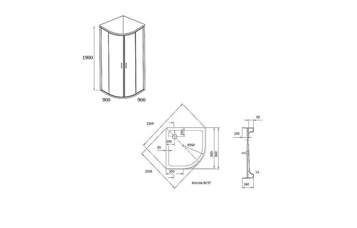 Комплект душова кабіна XP1CP4-90 R 550 піддон Merida 90 ST сифон BASIC-90 RAVAK - Зображення 186312-5abb1.jpg