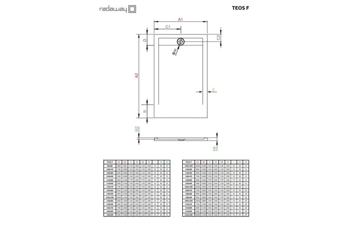 Душовий піддон Teos F 140x90 white RADAWAY - Зображення 1865528-c28e4.jpg