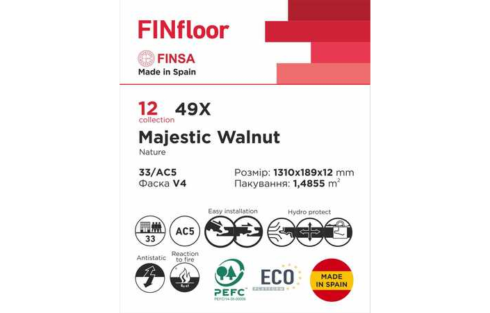 Ламінат  Finsa 49X Majestic Walnut 12 - Зображення 2