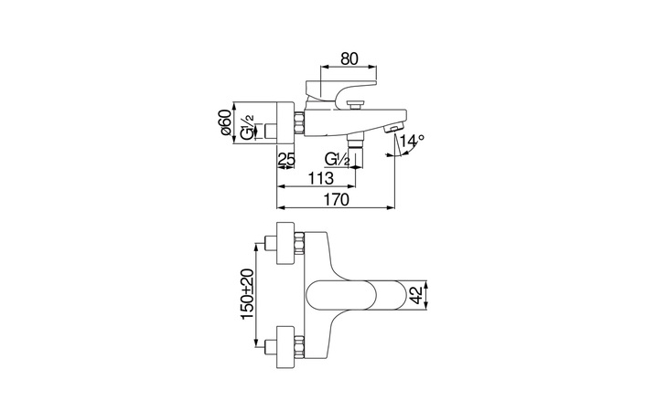 Змішувач для ванни Yoyo Chrome YO126110-1CR Nobili - Зображення 187280183-7f1cd.jpg