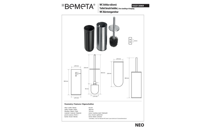 Туалетна щітка з тримачем Neo (102313069), Bemeta - Зображення 187285-43187.jpg