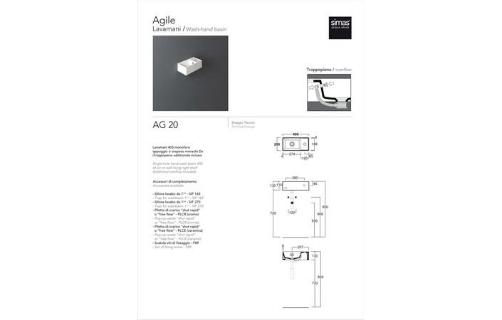 Умивальник AG 20 Agile (AG20NM) Black matt, SIMAS - Зображення 4