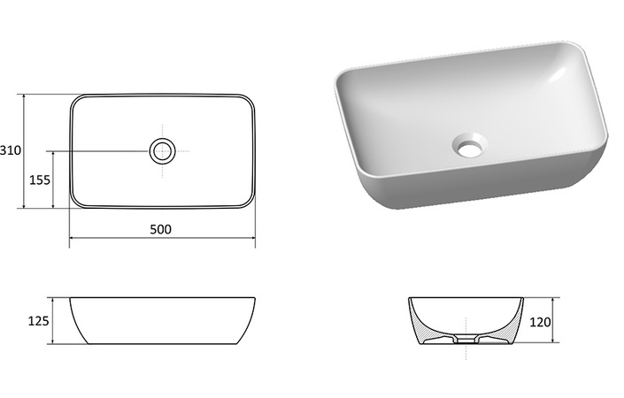 Умивальник UNI 500 R Slim Black matt RAVAK - Зображення 187353970-aab61.jpg