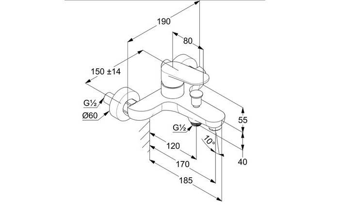 Змішувач для ванни X1 326910575 хром Kludi - Зображення 187791851-059de.jpg