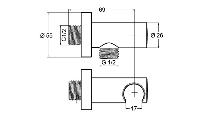 Подключение душевого шланга DN 15 A-QA (6054739-00) черный, Kludi - Зображення 1880790-03ec6.jpg
