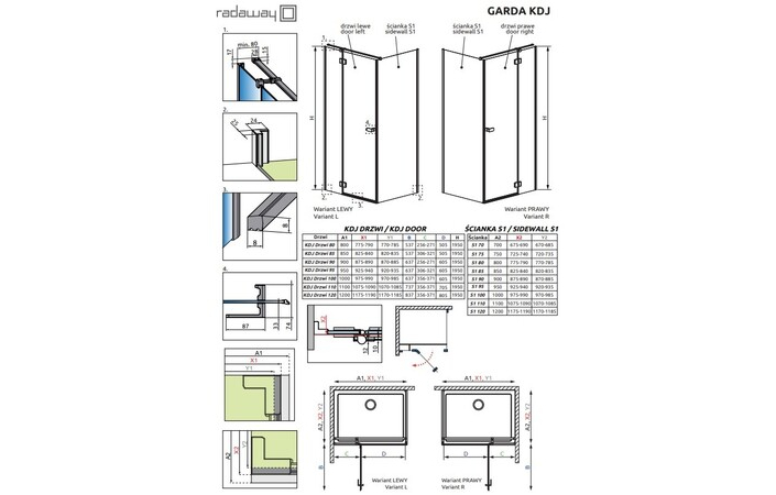 Душова кабіна Garda Black KDJ 90x90 L RADAWAY - Зображення 188158223-c7c2c.jpg