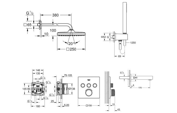 Душова система Grohtherm SmartControl (26415SC2), Grohe - Зображення 1882892-d2475.jpg