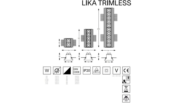 Точечный светильник LIKA 06W 4000K TRIMLESS (267890), IDEAL LUX - Зображення 1889274-4d314.jpg
