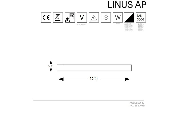 Светильник LINUS AP WH 4000K (268095), IDEAL LUX - Зображення 1889641-f0329.jpg