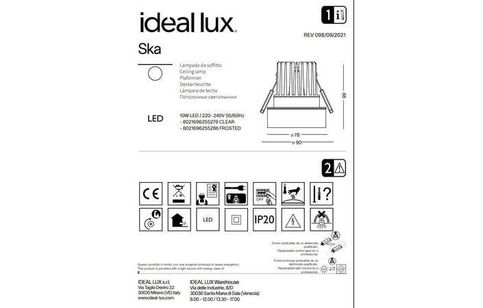 Точечный светильник SKA CLEAR (255279), IDEAL LUX - Зображення 1889919-ee0dc.jpg