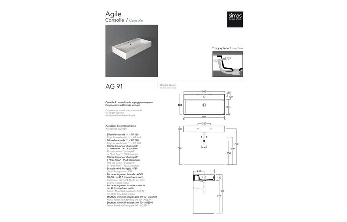 Умывальник AG 91 Agile (AG91) Glossy white SIMAS - Зображення 1891151-cdb54.jpg