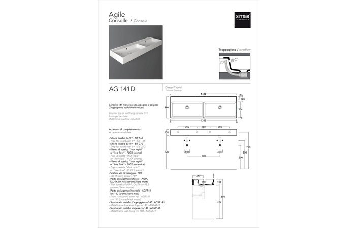 Умывальник AG 141D Agile Glossy white SIMAS - Зображення 1895120-eec30.jpg