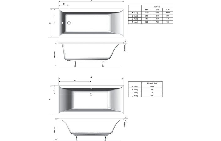 Ванна прямокутна Favorit 170x75 RAVAK - Зображення 189863060-1fd43.jpg