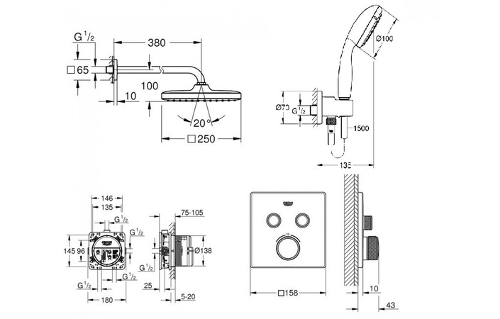 Душевая система Grohtherm SmartContro (UA26415SC1), Grohe - Зображення 1899014-bf68e.jpg