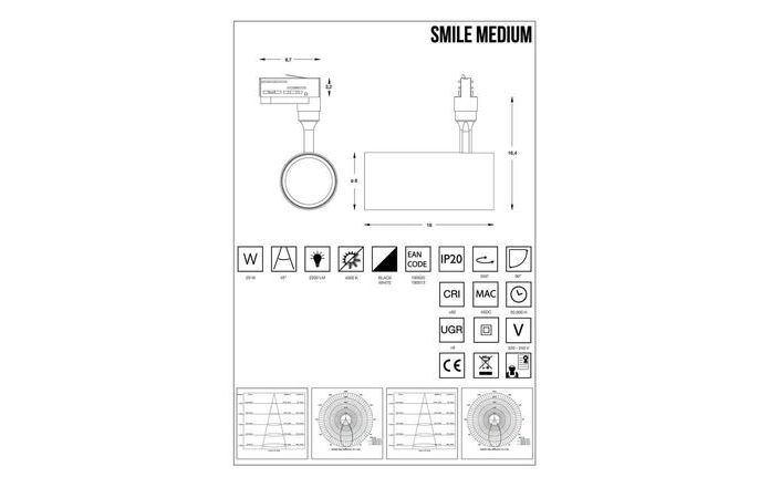 Трековый светильник SMILE 20W CRI80 50° 3000K BK (190006), IDEAL LUX - Зображення 189994_.jpg