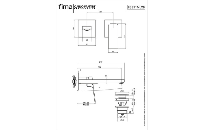 Змішувач для умивальника 200 мм Fit (F3391NLX8CR) Fima - Зображення 1917226-034b0.jpg