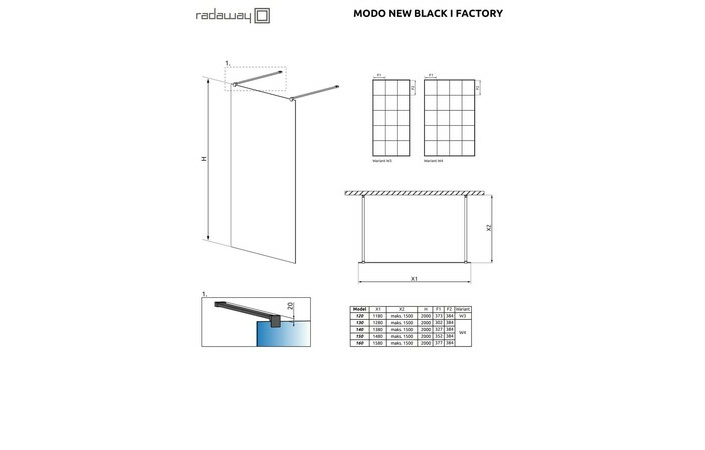 Душова стінка Modo New Black I 160 Factory RADAWAY - Зображення 1922623-9559f.jpg