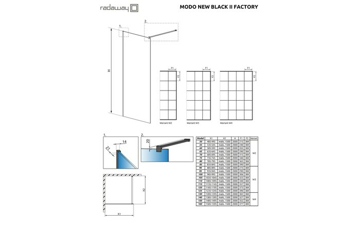 Душова стінка Modo New Black II 140 Factory RADAWAY - Зображення 1923657-3c2a6.jpg