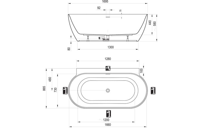 Ванна FREEDOM Wall II Tec 170x87 CC71B00000 RAVAK - Зображення 192376154-8374d.jpg