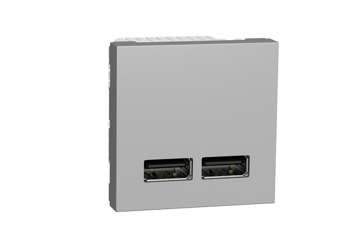 Розетка USB двойная 2.1А Алюминий UNICA (NU341830), Schneider Electric - Зображення 1932288-c7bc0.jpg