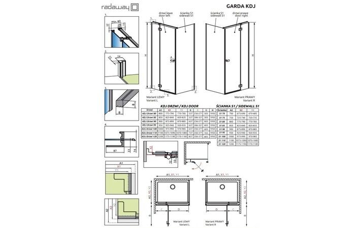 Душова кабіна Garda Brushed Gold KDJ 90x90 L RADAWAY - Зображення 193248314-afc66.jpg