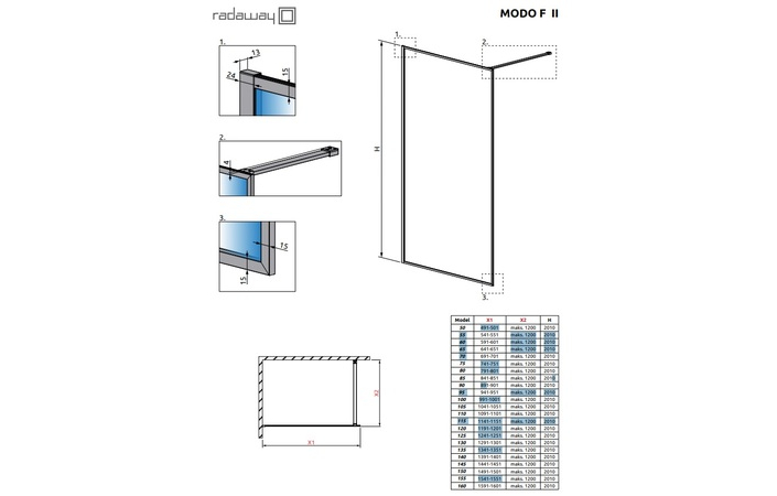 Бокова стінка Modo F II 85 Chrome RADAWAY - Зображення 193771102-755ec.jpg