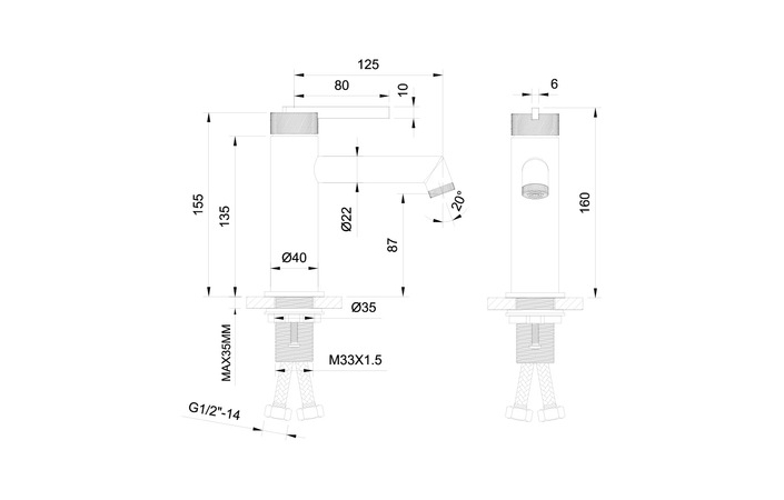 Змішувач для умивальника ORI золотий брашований 08010GN EMPORIA - Зображення 197671898-6528f.jpg