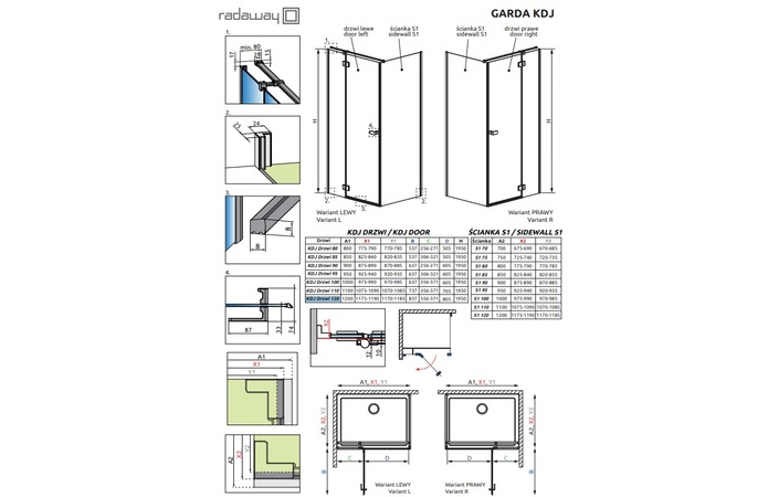 Душові двері Garda Black KDJ120 праві RADAWAY - Зображення 199813061-a7222.jpg