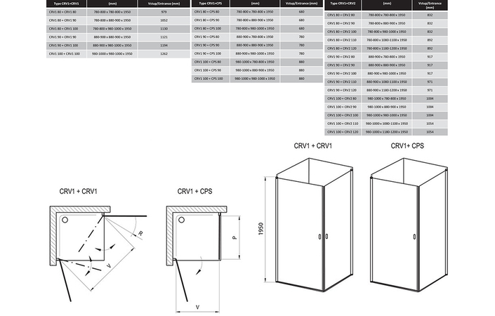 Душова кабіна (половина) прямокутна CRV1-100 Transparent, (1QVA0C01Z1) RAVAK - Зображення 2