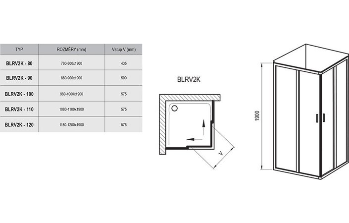 Душові двері двоелементні BLIX BLRV2K-120 Grape, (1XVG0U00ZG) RAVAK - Зображення 3
