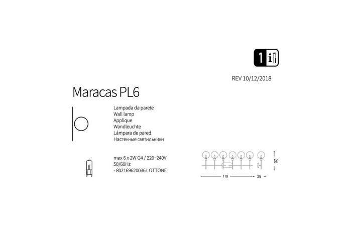 Спот MARACAS PL6 (200361), IDEAL LUX - Зображення 200361-1.jpg