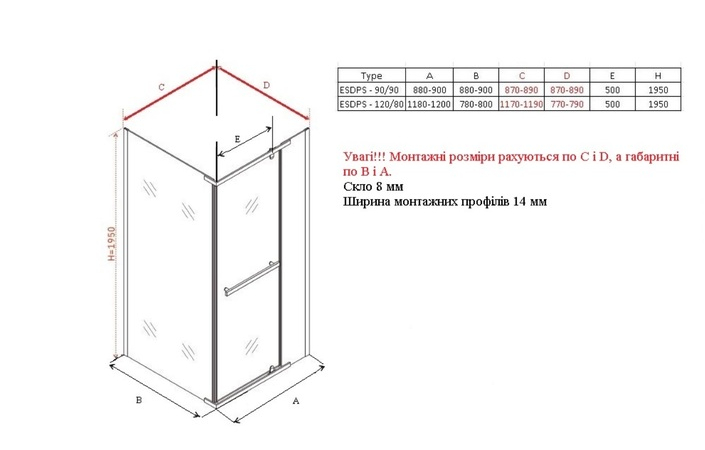 Душевая кабина ESDPS-90 Transparent RKUC500017 RAVAK - Зображення 201136873-01473.jpg