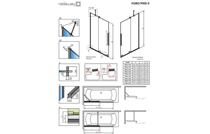Шторка для ванни Furo Brushed Nickel PND II 1000 L RADAWAY - Зображення 203484815-cda33.jpg