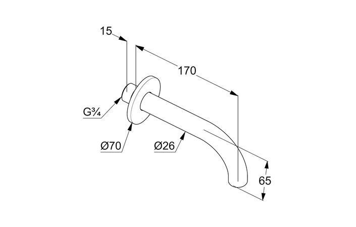 Вилив для ванни DN 20 Bozz 38505N5 нікель брашований Kludi - Зображення 205293006-5efd8.jpg