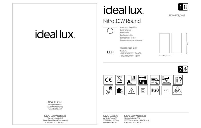 Точечный светильник NITRO 10W ROUND NERO (206004), IDEAL LUX - Зображення 205991_IS.jpg