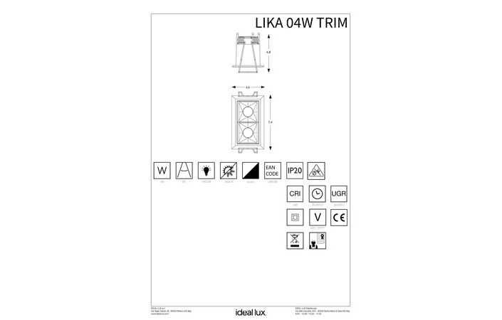 Точечный светильник LIKA 04W TRIM (206196), IDEAL LUX - Зображення 206196_IS.jpg
