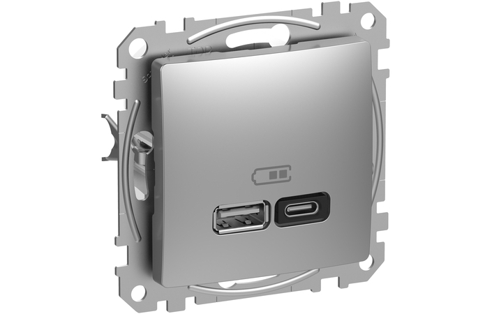 Розетка USB A+C 3A Алюміній Sedna Design & Elements (SDD113404), Schneider Electric - Зображення 20621992-19773.jpg