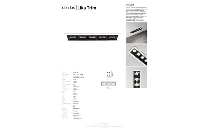 Точечный светильник LIKA 10W TRIM (206219), IDEAL LUX - Зображення 206219_SC.jpg