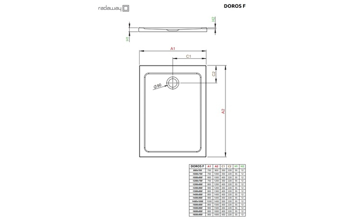 Душевой поддон Doros F 130x80 White RADAWAY - Зображення 206225746-ea335.jpg