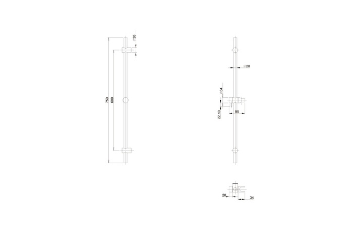 Душова стійка 750 мм хром 040180CHR EMPORIA - Зображення 207145009-7b561.jpg