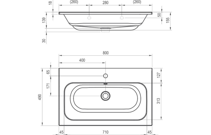 Умывальник CHROME Slim 800 XJG01180001 RAVAK - Зображення 208544178-7a231.jpg