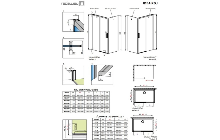 Душові двері Idea Brushed Copper KDJ 110 ліві RADAWAY - Зображення 210409262-4b5bd.jpg