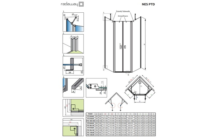 Душові двері NES Brushed Copper PTD RADAWAY - Зображення 210409270-dd25a.jpg