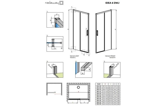 Душові двері Idea 8 Brushed Nickel DWJ 160L RADAWAY - Зображення 210409345-99f78.jpg