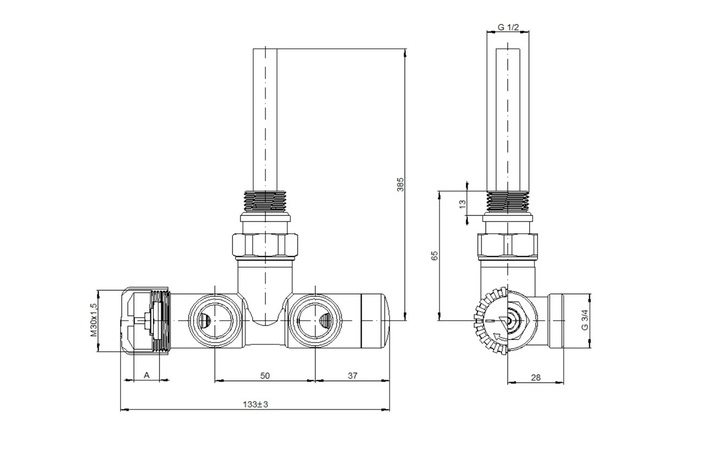 Набір вентилів інтегрований термостатичний лівий Ral Champagne Unico All in One Terma - Зображення 212523217-aee59.jpg