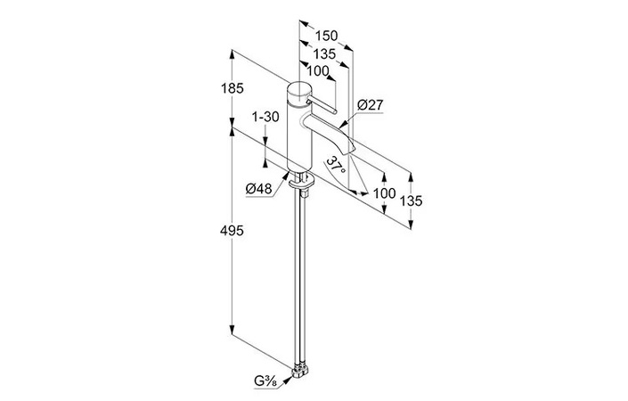 Змішувач для умивальника Bozz New 100 38282N576 нікель брашований Kludi - Зображення 213350851-2e263.jpg