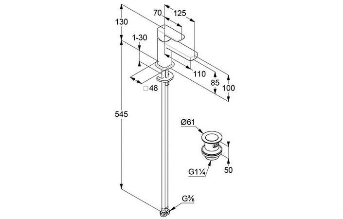 Змішувач для умивальника Renon 85 DN 15 42266N275 Brushed Gunmetal Kludi - Зображення 213588565-9d580.jpg